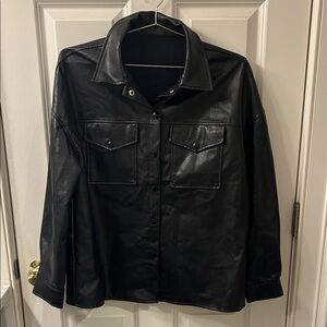 SHEIN Black Faux Leather Jacket